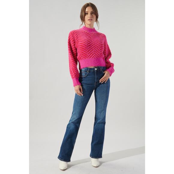 SugarLips LONG SLEEVE FUZZY DETAILED PULLOVER SWEATER - Picture 2 of 2